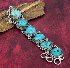Pulsera Joyería Plata de Ley 925 Hecha a Mano Turquesa Tumble Regalo San Valentín