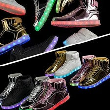 Zapatos Unisex con Luz LED con Gancho y Lazo Ajustables - Parte Superior Alta Recargable