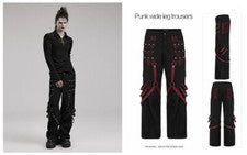 Pantalones sueltos Punk Rave para hombre negros góticos punk metal tachonados pierna ancha