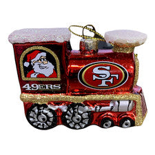 Adorno de tren de vidrio soplado de los 49ers de San Francisco 3,5" decoración navideña de la NFL