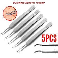 Pinzas removedoras de espinillas acné espinillas extractor de manchas herramienta de clip de aguja curva