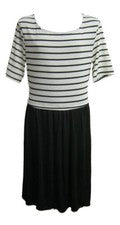 Vestido jersey a rayas para mujer hasta la rodilla elástico informal moda talla 8-10 12-14