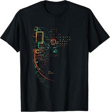 Camiseta gráfica artística línea abstracta vibrante para estilo creativo