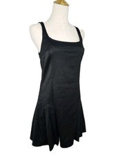 Mini Vestido Plisado Aqua Para Mujer Mónaco Slinky con Ranura Informal Negro Fiesta Talla M