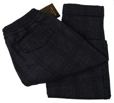 Pantalón MICHAEL COAL Para Hombres Negro Cuadros Mezcla de Lana Recortado Pliegue Único 49 33 Nuevo con Etiquetas