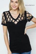 Nueva Camisa Vocal Apparel Para Mujer Cristal Negro Corte Láser S M L XL 1X 2X 3X