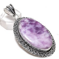 Colgante de joyería de plata de ley 925 con piedras preciosas de lepidolita 2,68" regalo X-Mas h611