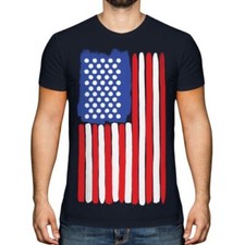 Stars y Rayas Pintado Bandera Pop Art Moda Hombre Estampado Camiseta Ee.uu. Swag