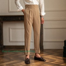 Pantalón Para Hombre Estilo Británico Informal Traje Pantalones Cintura Alta Pantalones Rectos Negocios