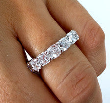 Anillo de eternidad de plata 925, diamantes blancos, tratado certificado de 4 mm - excelente brillo