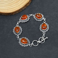 Pulsera de joyería de plata esterlina 925 hecha a mano de piedras preciosas...