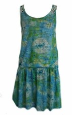 KLEID FEINSTRICK BUNT BLAU GRÜN GELB GEHÄCKELTER EINSATZ RAINBOW 36 38 NEU