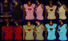 Sexy Miss Moda Mujer Brillo Lentejuelas Camiseta Corazón Diseño Girly Top XS/S
