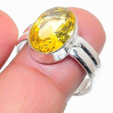 Anillo de plata de ley 925 hecho a mano con piedras preciosas de citrino amarillo de todos los tamaños para regalo