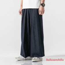 Hombres Verano Moda Informal Cómodo Algodón Lino Pierna Ancha Pantalones Sueltos Pantalones