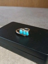 Anillo de plata esterlina de la Bella Durmiente turquesa y circón talla N - N 1/2