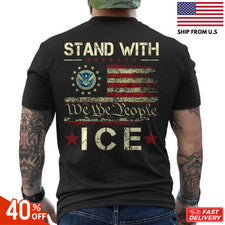 nuevo- Oficial de Inmigración de ICE Bandera Americana Apoyo Trump Stand Con Camisa ICE