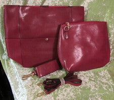 Cartera estilo hobo para mujer y bolso de mano a juego color vino correas para manos y hombros