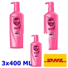3X Champú Sunsilk 400 ml Suave Manejable Rosa Cuidado de la Salud Cabello Producto Tailandés