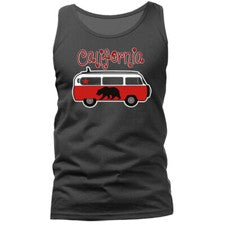 Camiseta sin mangas Golden State California Red Van Bus Cali Bear Cali estilo de vida gráfico