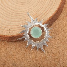 Colgante de joyería de plata de ley 925 hecha a mano con piedras preciosas de calcedonia aguamarina regalo para