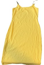 Moda Nova Mujer Vestido Bodycon Cami Correas Acanalado Tejido Midi Amarillo Talla M