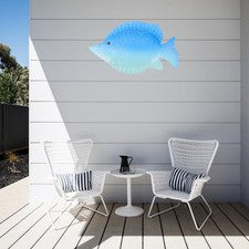 1Ud Arte Colgante De Pescado En Hierro Azul Para Decoración Creativa Hogar