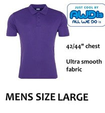 Polo Hombre Talla Grande 42/44" Pecho Púrpura Just Cool AWDIS Estilo JC021, NUEVO