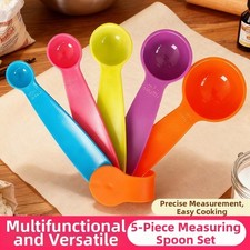 Juego de 5 cucharas medidoras de cocina de plástico diseño compacto con orificio para colgar