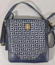 Tommy Hilfiger Bolso Bandolera Monograma Azul Marino Blanco Jacquard Xbody Cartera Nuevo