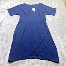 Nuevo Vestido para Mujer Bobeau Dobladillo Tulipán Imitación Envoltura Nuevo con Etiquetas Azul Marino Talla L