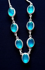 Collar de joyería hecho a mano de plata de ley 925 con piedras preciosas de ópalo trillizos australianos