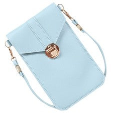 1 pieza Bolso Bandolera Dama Material PU Elegante Azul Cielo Compacto Bolso para Teléfono