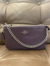 Bolso de hombro Coach Nolita 19 CN382 cuero en relieve cocodrilo cadena amatista