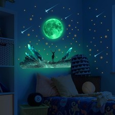 Nuevo dormitorio hogar para decoración calcomanías adhesivas de pared que brillan en la luna oscura