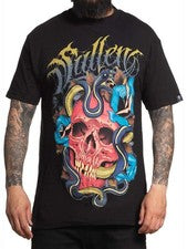 Camiseta Sullen Para Hombre Calavera Roja Manga Corta Estándar Estilo Tatuaje Serpientes Camiseta