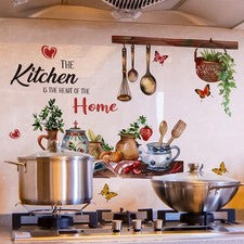 Pegatinas de pared florales creativas para decoración de cocina y hogar con material PVC