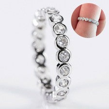 Anillo Plata 925 Anillos Boda Talla 6-10 Joyería Mujer Zafiro Blanco Corte Redondo