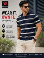 CAMISETA POLO ABOTONADA MODA A RAYAS INFORMAL VERANO MARCA GILLICCI PARA HOMBRES C102