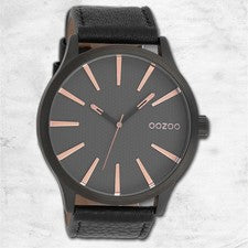 Oozoo reloj de pulsera para hombres Timepieces analógico cuero negro UOC9043A