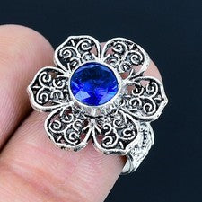 Anillo de joyería de plata esterlina 925 hecho a mano con piedras preciosas...