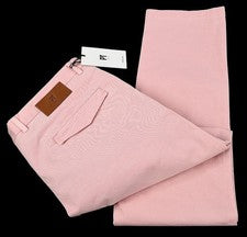 Pantalones chinos PT TORINO para hombre rosa calce ajustado algodón elástico sarga frente plano 35 nuevos con etiquetas