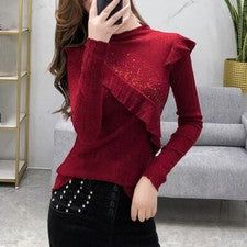 2025 Moda Mujer Volantes Prendas para el torso Blusas Ajustadas Elegantes Trabajo Camisetas Informal Camisa