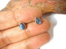Pendientes de tachuelas de piedras preciosas 925 de plata esterlina ardiente - 5 x 7 mm