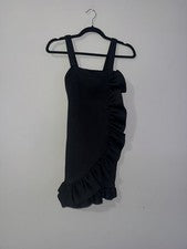 Mini vestido negro estructurado cami con volantes diseño ASOS talla 2 para mujer