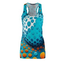 Vestido para mujer espalda deportiva estampado por todas partes lunares psicodélicos colorido divertido retro