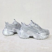 Zapatillas deportivas Cush Sparkle estrás cómodas plataforma ligeras plateadas