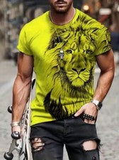 Camisetas Art Lion con estampado gráfico 3D moda manga corta ligeras y sedosas