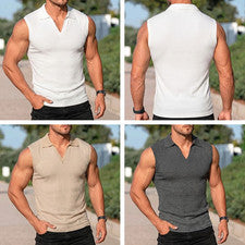 Verano Para Hombres Camisetas Cuello en V Sin Mangas Prendas para el torso Aire Libre Informales Playa Camisas Moda
