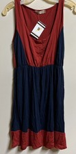 Nuevo Vestido sin mangas Pixi + Ivy para mujer talla pequeña rojo y azul marino cintura elástica